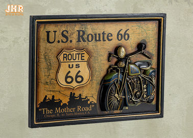 Знак паба оформления стены мотоцикла смолы металлических пластинк стены классических знаков стены маршрута 66 США деревянный