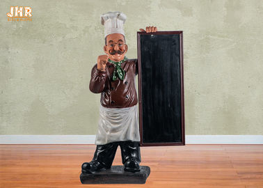 Деревянное меню всходит на борт скульптуры шеф-повара пола смолы Фигурине статуи Полыресин поли для ресторана