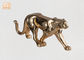 Фигуринес статуи таблицы стекла волокна скульптуры леопарда Полыресин листового золота животные